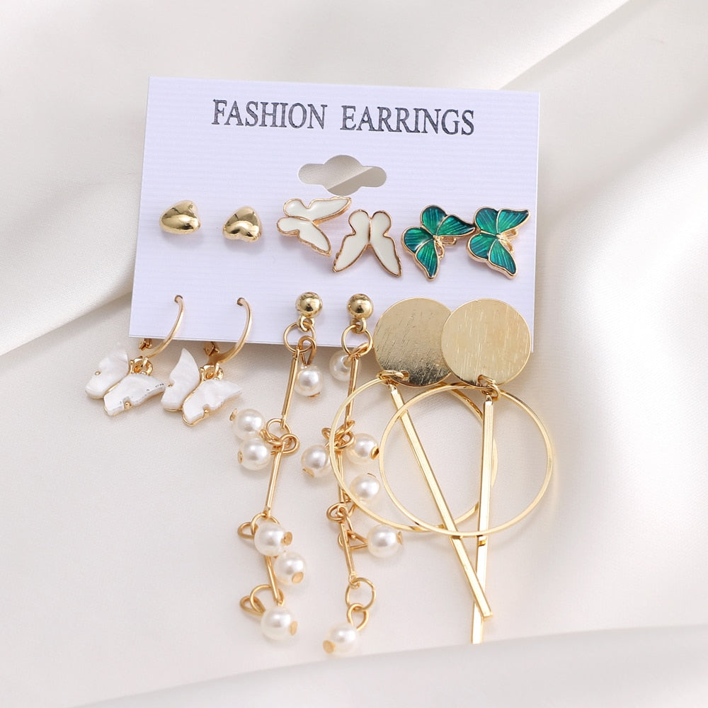 FNIO Statement Gold/Sliver Big Bamboo Circle Hoop Earrings For Women Hip Hop Earrings set Classic Jewelry 3pcs/set