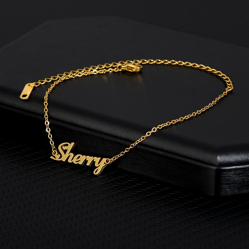 stainless steel anklet Personalized name ankle bracelet custom anklet bracelet prenom браслет на ногу bransoletka na noge
