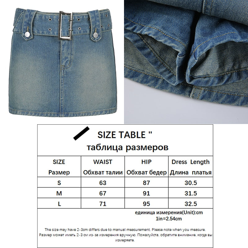 SUCHCUTE Streetwear Cargo Mini Skirts Women Harajuku Vintage 90s Casual Hight Waist Sexy Clubwear Clothes Belt Denim Short Skirt