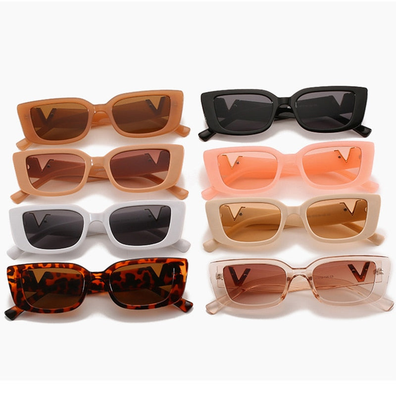 Retro Rectangle Sunglasses Women Brand Designer Cat Eye Small Frame Sun Glasses Ladies Classic Black Square Sunglass Woman UV400
