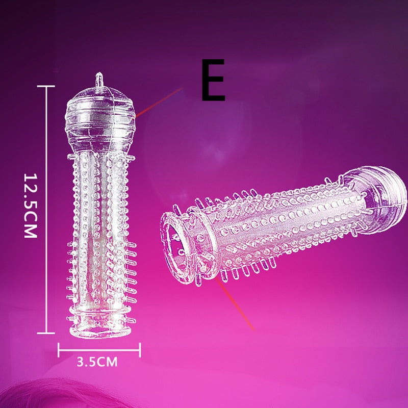 Penis Sleeve Reusable Condoms Sex Toys for Men Delay Ejaculation G Spot Stimulation Safer Contraception Cock Ring Extender