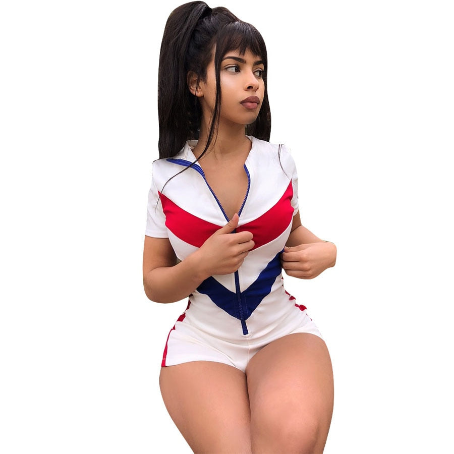 Jumpsuit ladies clothing sexy ladies sports stitching shorts jumpsuit DN8087