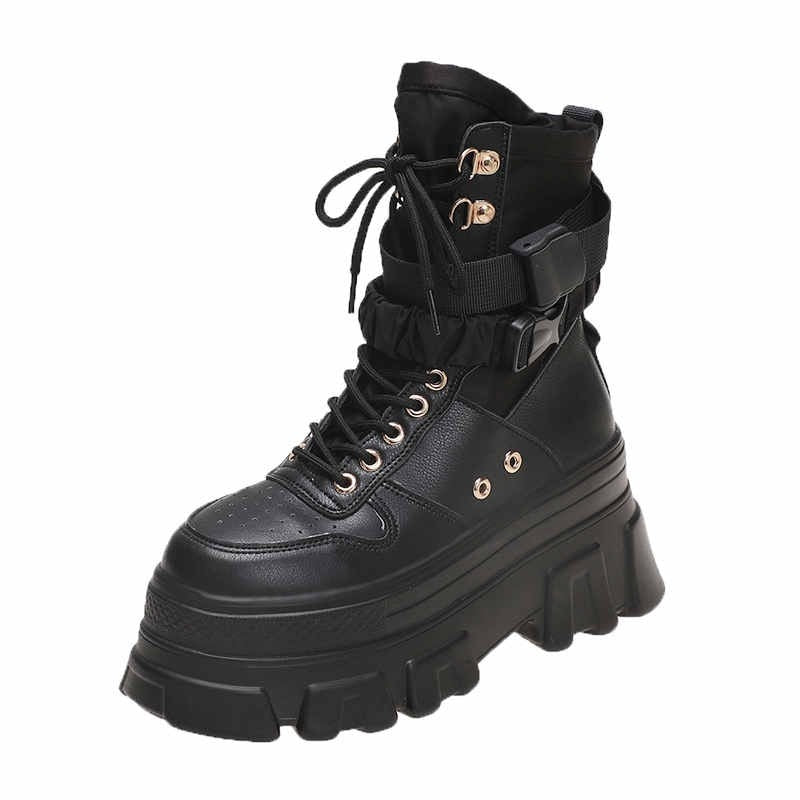 2022 Women's Height-increasing Thick-soled Boots Wedge Heel Lace-up Decorative Women's Shoes Fashion Winter Women's Boots