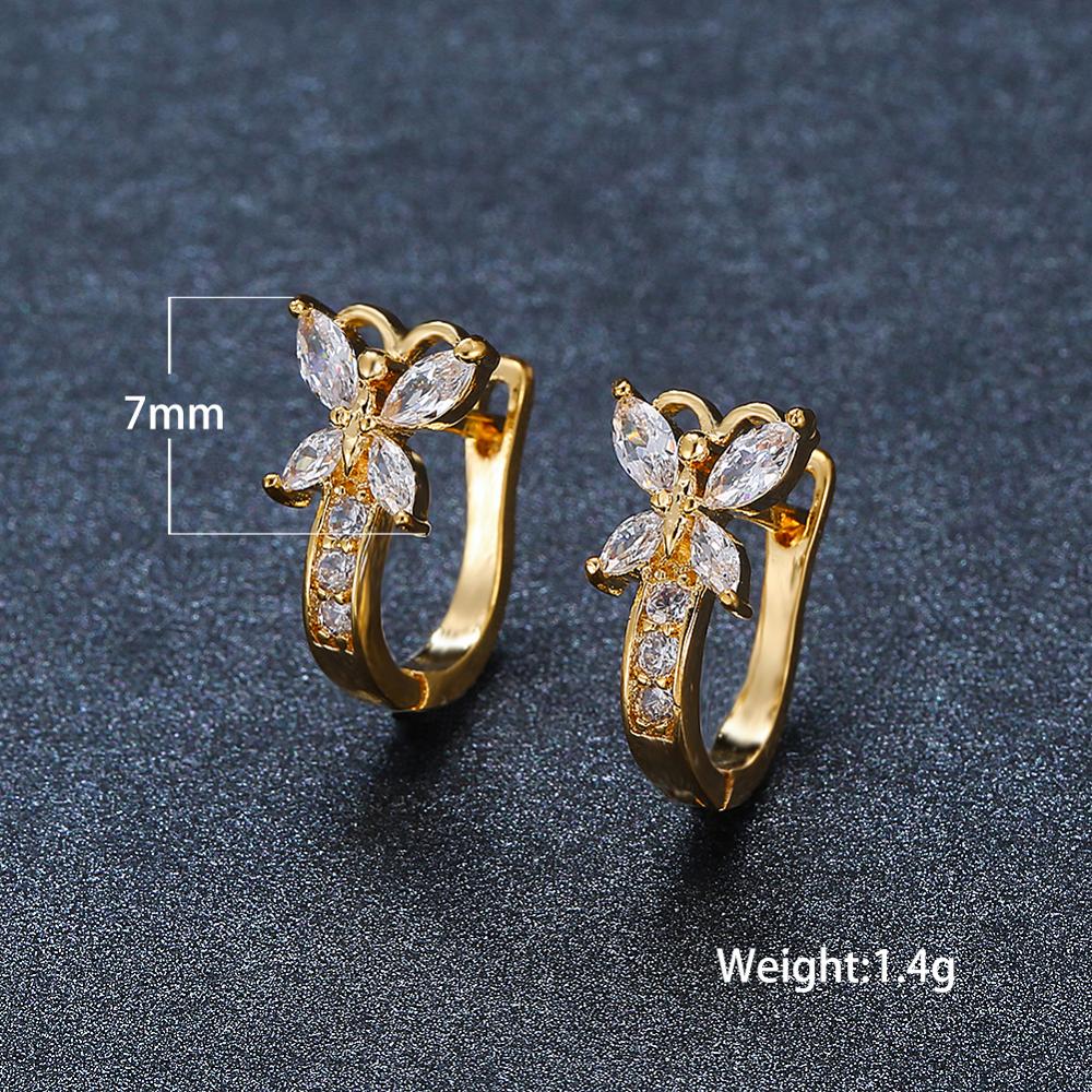 Blaike Cute Butterfly Hoop Earrings For Women AAA Zircon Gold Earring Charming Female Wedding Party Jewelry Birthday Gifts