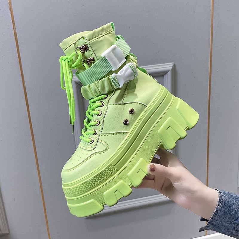 2022 Women's Height-increasing Thick-soled Boots Wedge Heel Lace-up Decorative Women's Shoes Fashion Winter Women's Boots