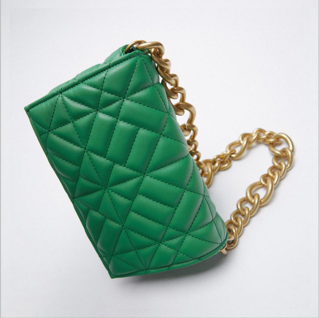 Women Diamond Lattice PU Messenger Bags Metal Chains Crossbody Hand Bag Causal Tote Flap Bag for zara woman Shoulder Bag