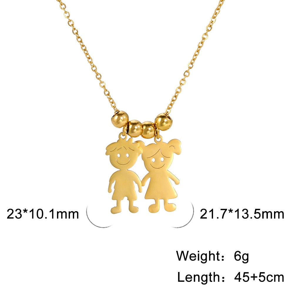 Lemegeton Personalized Custom Name Children Necklace For Women Stainless Steel Engraved Family Necklaces Kids Mother Jewelry