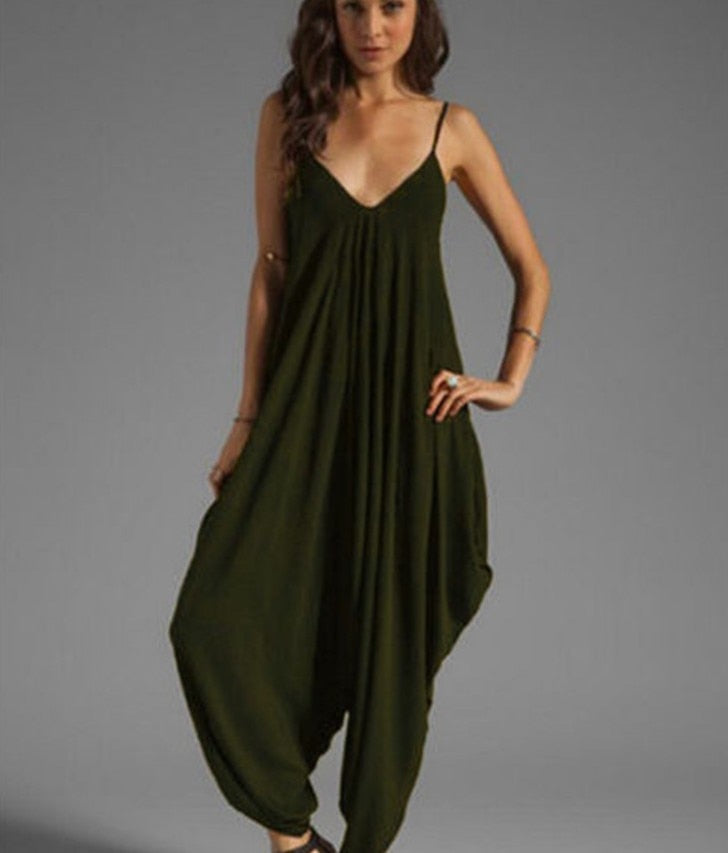 Harem Romper One-piece Jumpsuits Overalls Womens One-piece Playsuits Spaghetti Strap Sexy Deep V-Neck 8 Sizes