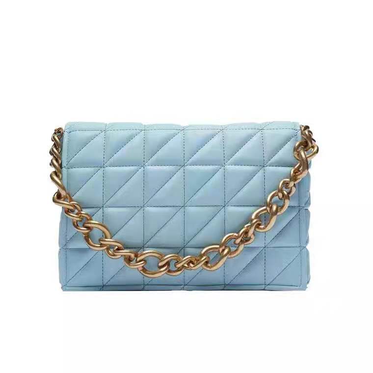 Women Diamond Lattice PU Messenger Bags Metal Chains Crossbody Hand Bag Causal Tote Flap Bag for zara woman Shoulder Bag