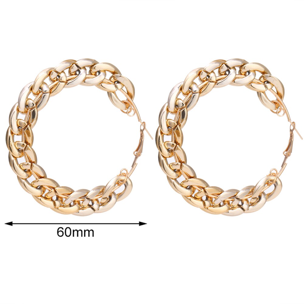 FNIO Statement Gold/Sliver Big Bamboo Circle Hoop Earrings For Women Hip Hop Earrings set Classic Jewelry 3pcs/set