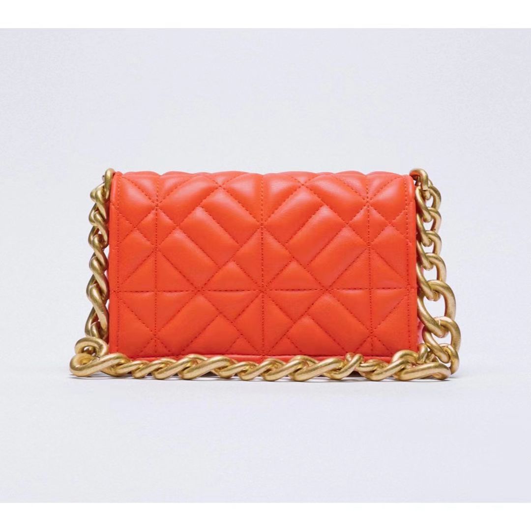 Women Diamond Lattice PU Messenger Bags Metal Chains Crossbody Hand Bag Causal Tote Flap Bag for zara woman Shoulder Bag