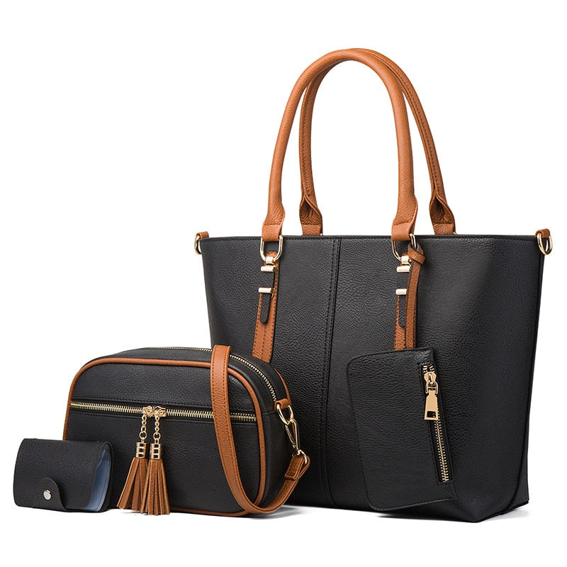 Casual Women Handbags Messenger Bags High Quality Pu Leather Ladies 4 Pieces Shoulder Bag Fashion Female Large Capacity Tote Bag
