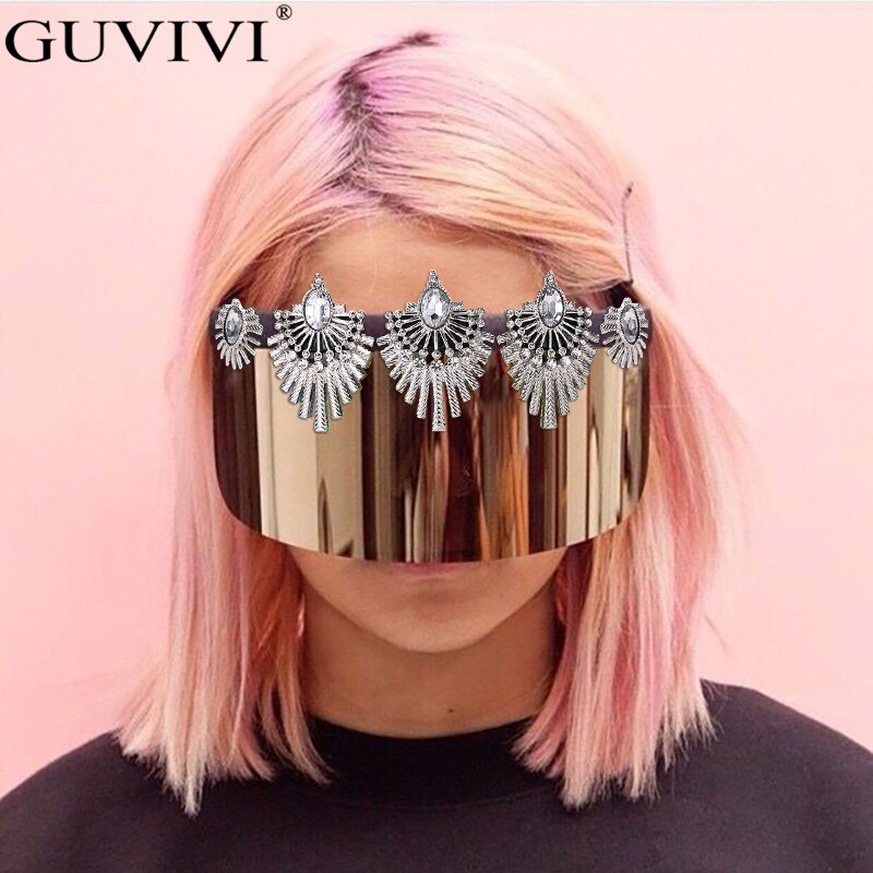 Luxury Brand Goggle Sunglasses Women 2020 One Piece Diamond Sunglasses Rhinestone Sunglasses Mask Men Eyewear Oversized Mirror