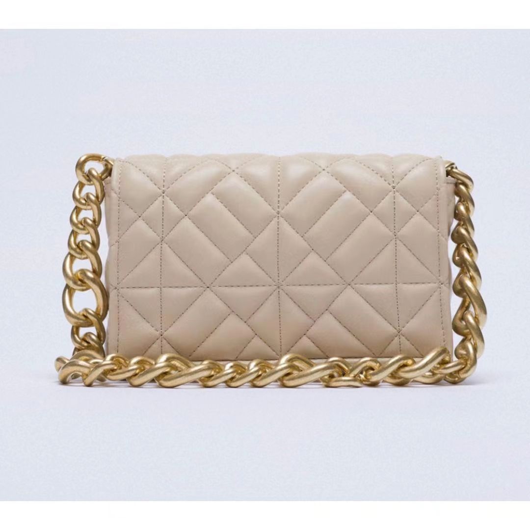 Women Diamond Lattice PU Messenger Bags Metal Chains Crossbody Hand Bag Causal Tote Flap Bag for zara woman Shoulder Bag