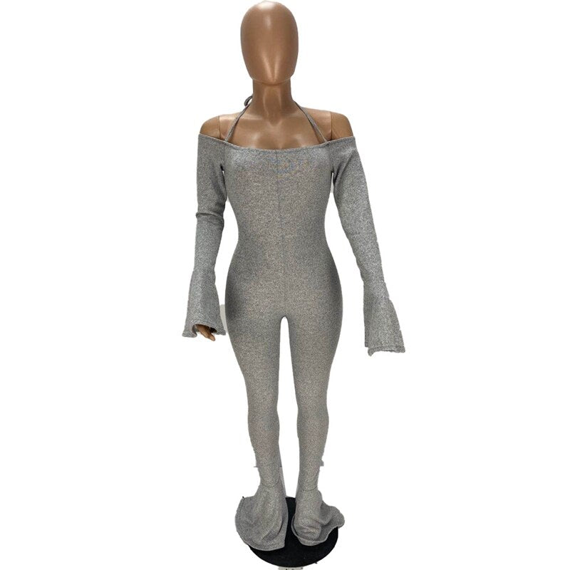 ZOOEFFBB Sexy Fall Long Sleeve Bodycon Jumpsuit Rompers Womens Jumpsuits 2021 Fashion Lounge Wear Outfits One Piece Flare Pants