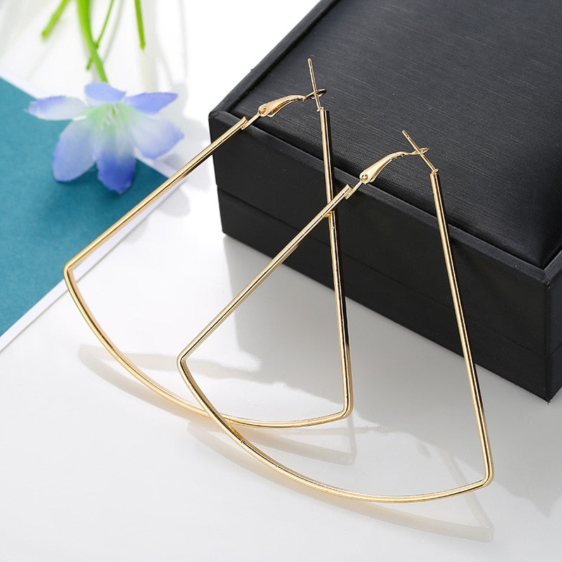 BLIJERY Trendy Oversize Geometric Big Hoop Earrings For Women Basketball Brincos Exaggerated Large Square Earrings Punk Jewelry
