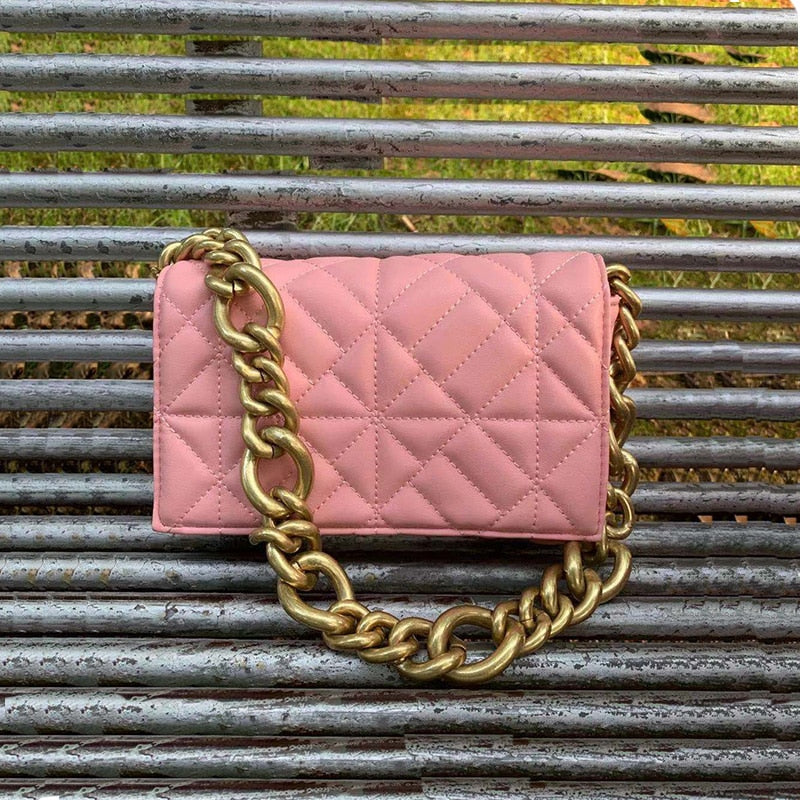 Branded Women's Shoulder Bags 2020 Thick Chain Quilted Shoulder Purses And Handbag Women Clutch Bags Ladies Hand Bag
