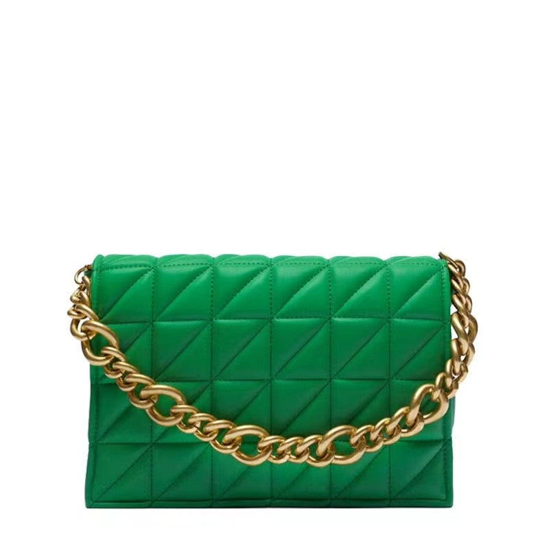 Women Diamond Lattice PU Messenger Bags Metal Chains Crossbody Hand Bag Causal Tote Flap Bag for zara woman Shoulder Bag