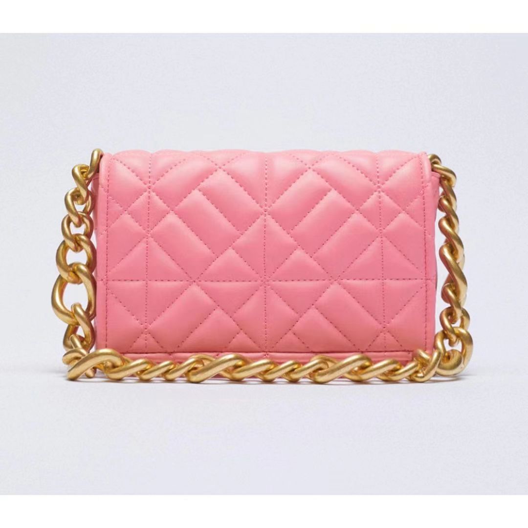 Women Diamond Lattice PU Messenger Bags Metal Chains Crossbody Hand Bag Causal Tote Flap Bag for zara woman Shoulder Bag