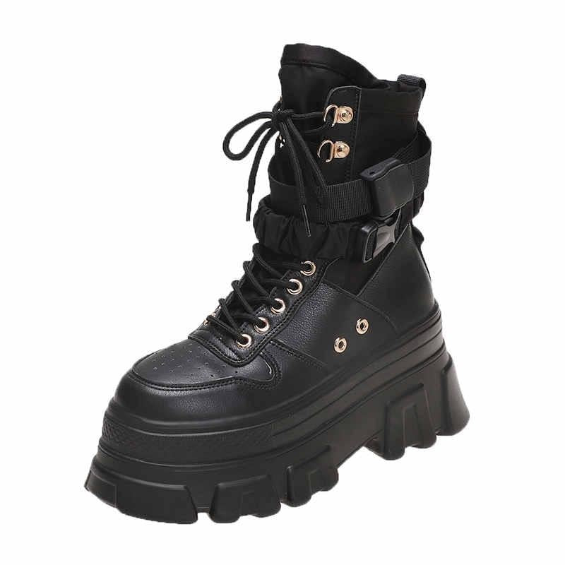 2022 Women's Height-increasing Thick-soled Boots Wedge Heel Lace-up Decorative Women's Shoes Fashion Winter Women's Boots