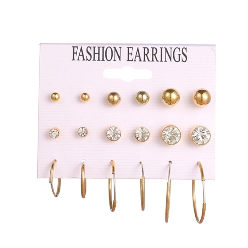 FNIO Statement Gold/Sliver Big Bamboo Circle Hoop Earrings For Women Hip Hop Earrings set Classic Jewelry 3pcs/set