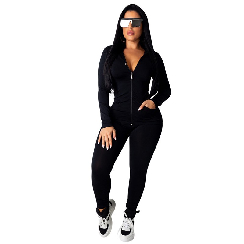 Neon Green Orange Women Two Piece Sets Long Sleeve Zipper Hooded Sweatshirt Tops and Tight Pants Female Jogger Casual Sweatsuit