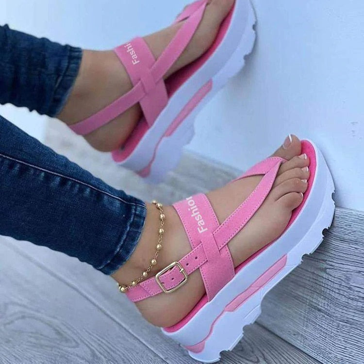 2022 Fashion Wedge Female Platform Buckle Strap Street Summer Shoes Punk Beach Wedges Women Sandals Chunky Sandalias De Mujer
