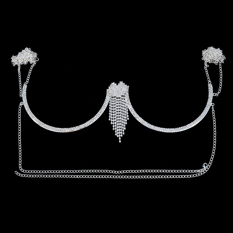 Stonefans Zircon Butterfly Tassel Breast Chain Women's Accessories Bra Top Fashion New U-shaped Sexy Shiny Rhinestone Body Chain