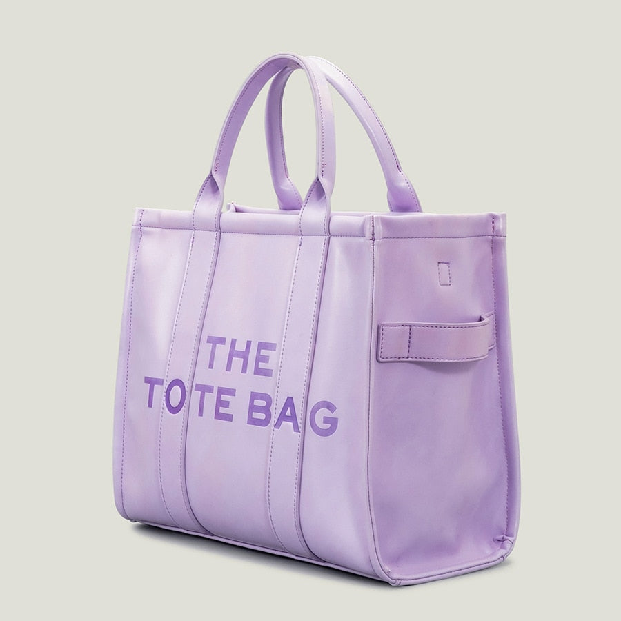 Designer Tote Bags for Women Big Purses and Handbags Women's Purple Leather Shopper Bag Branded Fashion Shoulder Crossbody Bags