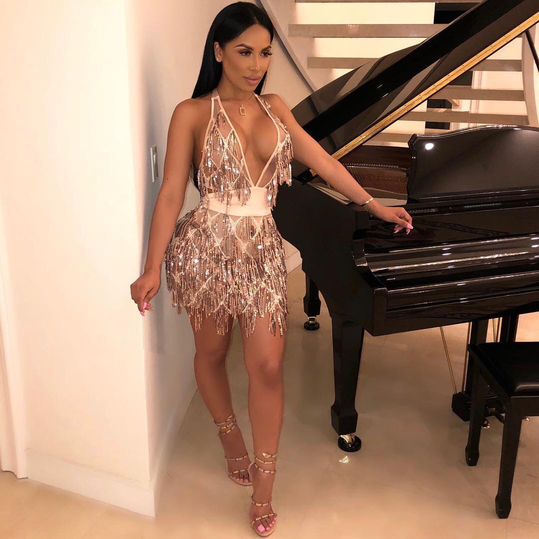 Cutubly Crop Tops And Skirt Sets Sequin Two Piece Sets Skirts Outfits Sexy Backless Nightclub Bandage Dress Sets Lady Girls New