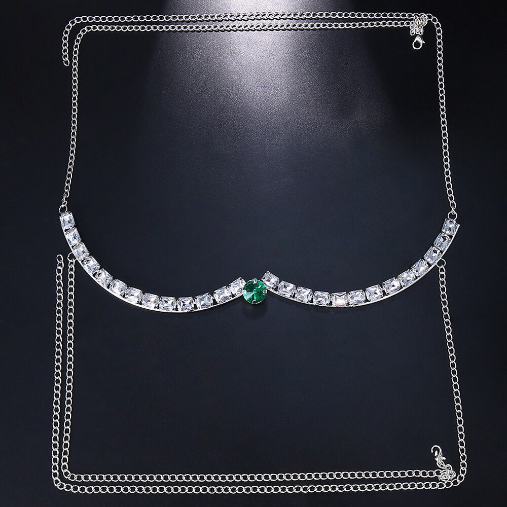 Stonefans Flash Butterfly Rhinestone Chest Bracket Bra Chain for Women Round Breast Body Jewelry NightClub Sexy Bikini Chains