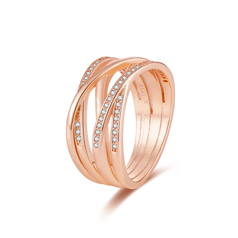 Rose Gold Ring Sterling Silver 925 Crown Heart Wishbone Engagement Wedding Crystal Ring Gold 925 Luxury Jewelry for Women Anel
