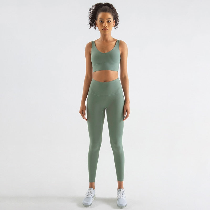 SOISOU 2022 New 2 Piece/set Tracksuits Women's Yoga Set Sports Suit Women Lounge Wear Crop Tops Sexy Women Leggings 14 colors