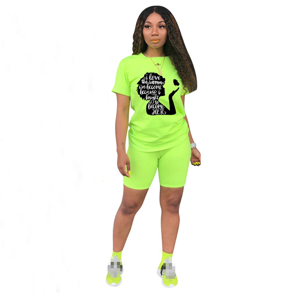 Two Piece Sets Womens Outifits O-Neck Pullover Short Sleeve Lettered T-Shirt Casual Tracksuit Legging Pants Women Short Sets