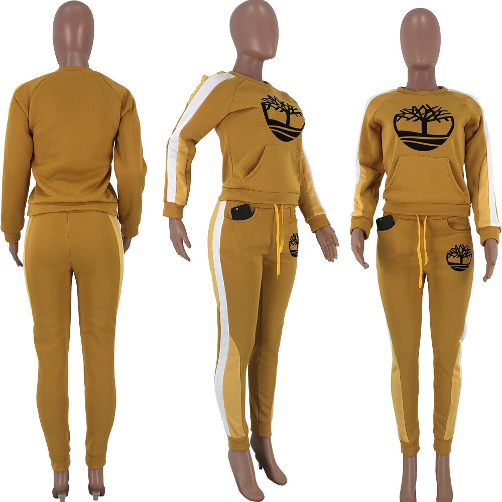 2022 Spring New Tracksuit Women's Fashion Women's Multicolor Printing Casual Sports Two-Piece Suit Long Sweater Women's Suit