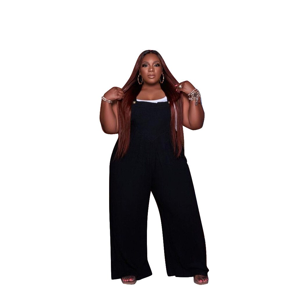 Solid Color Women Casual Loose Breathable Sleeveless Long Jumpsuit Overalls Fashion Female Black Jumpsuits
