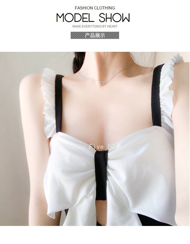 2022 New Women's Swim Suit One-Piece Ruffled Swim Wear Bow Backless Beach Jump Suits for Women Black White Conservative Swimwear