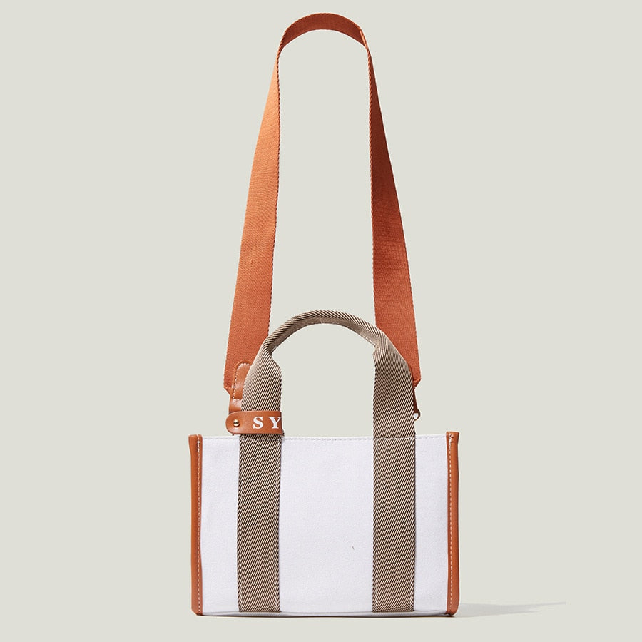 Casual Striped Canvas Large Tote Bag Designer Women Handbags Luxury Shoulder Crossbody Bags Big Shopper Purse Travel Sac Ol 2022
