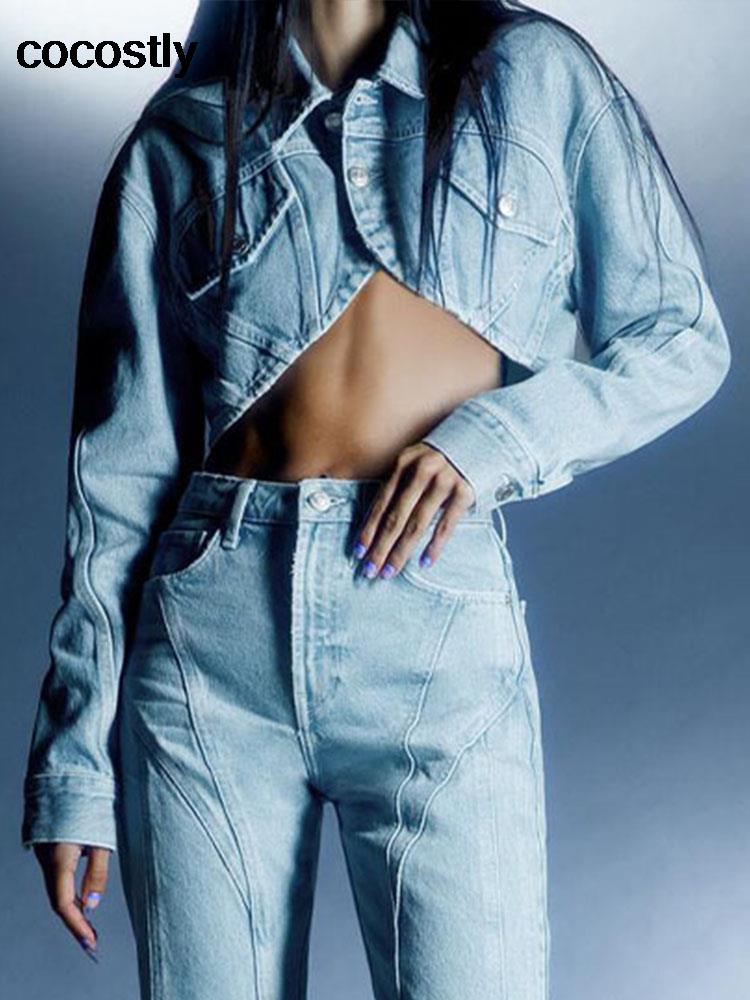 2022 Jeans Jacket Women Cropped Denim Jacket Women Vintage Sexy Streetwear Short Jeans Coat Female Tops veste printemps femme