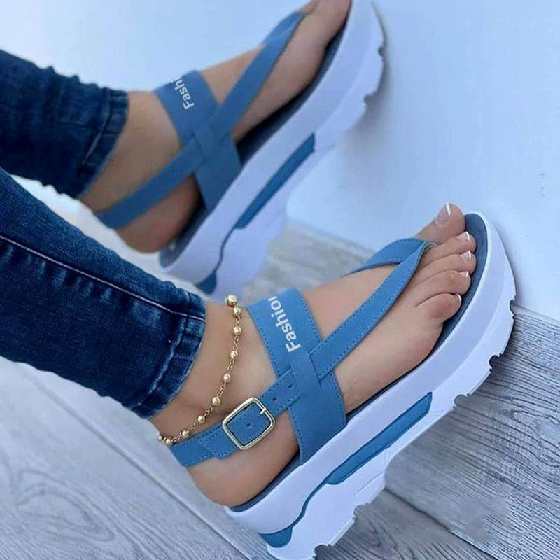 2022 Fashion Wedge Female Platform Buckle Strap Street Summer Shoes Punk Beach Wedges Women Sandals Chunky Sandalias De Mujer
