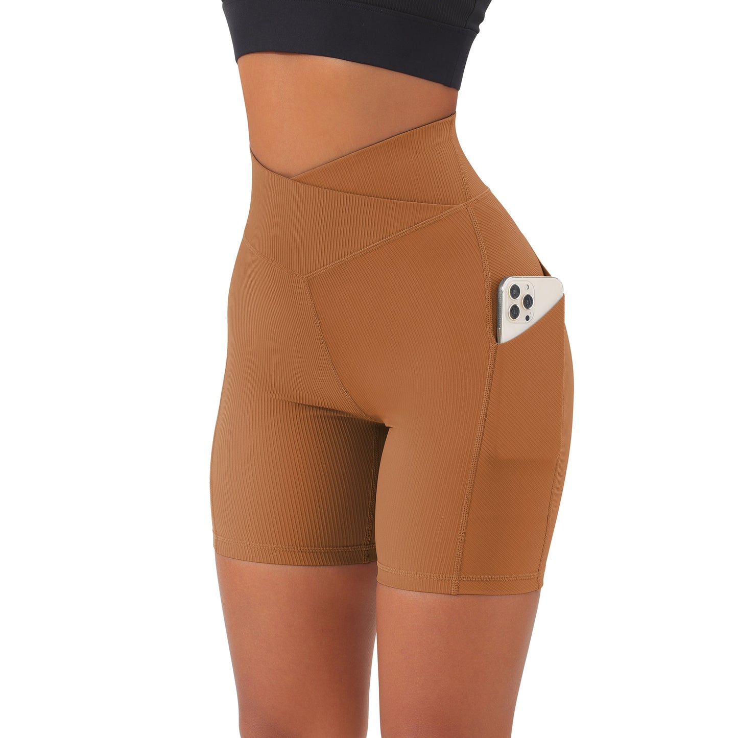 RUUHEE Leggings Women High Waist Yoga Sport Shorts Biker Shorts Women Sports Leggings For Fitness Cross Waist Pocket Yoga Pant