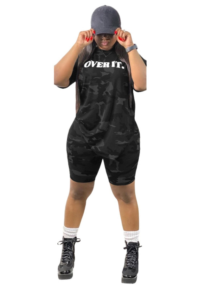 Oversized Two Piece Sets Shorts Set Women Clothes Sexy Short Sets Summer 2022 Camouflage Women Shorts and Top 2 Piece Outfit Set