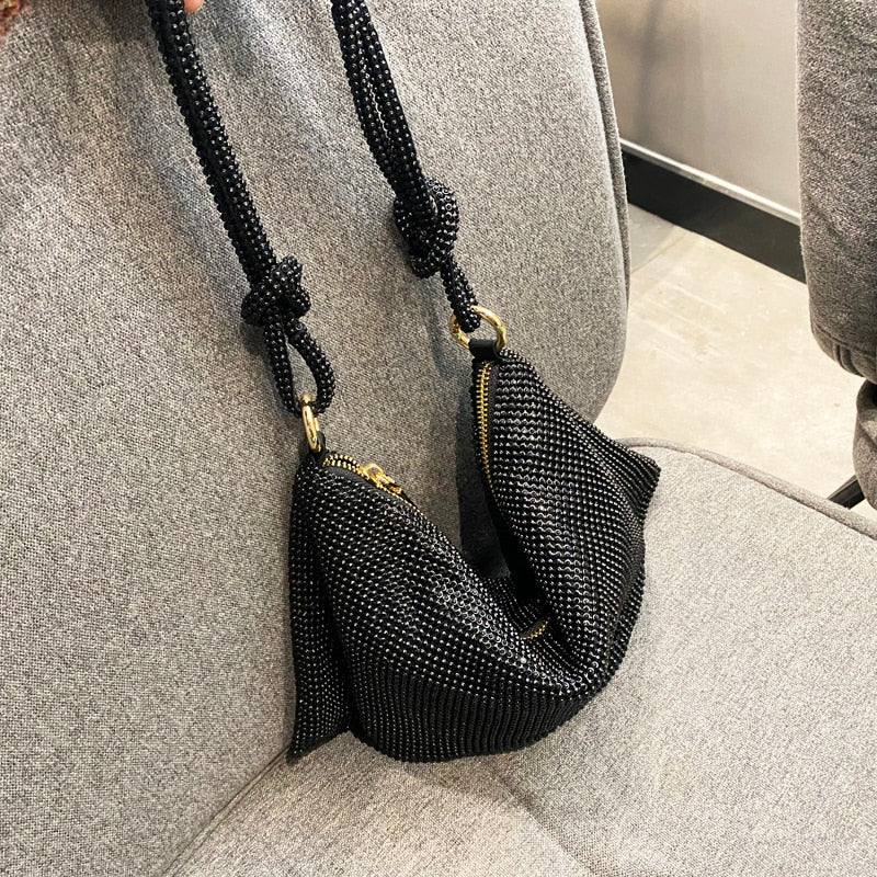 luxury Designer hobo shoulder bag Handle Shining Rhinestones Evening clutch Bag Purse Crystal Purses and handbag Hobo Bags