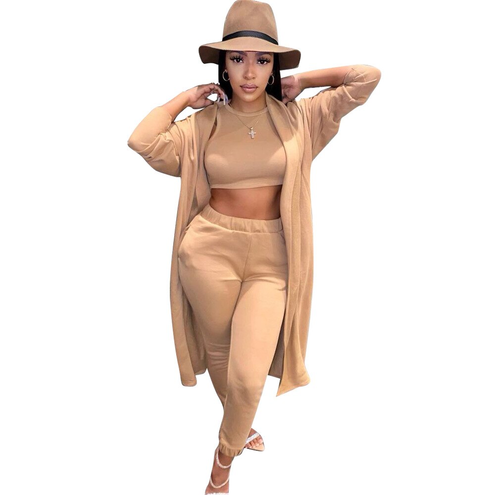ANJAMANOR 3 Piece Set Cardigan Pants Sets Matching Sets for Women Casual Outfit Fall Winter Clothes Cozy Lounge Wear D22-EB95
