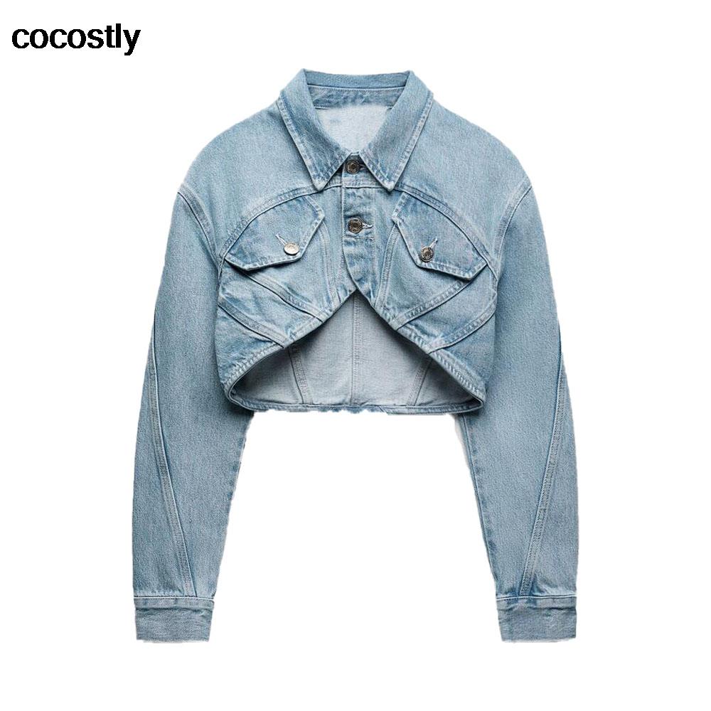 2022 Jeans Jacket Women Cropped Denim Jacket Women Vintage Sexy Streetwear Short Jeans Coat Female Tops veste printemps femme