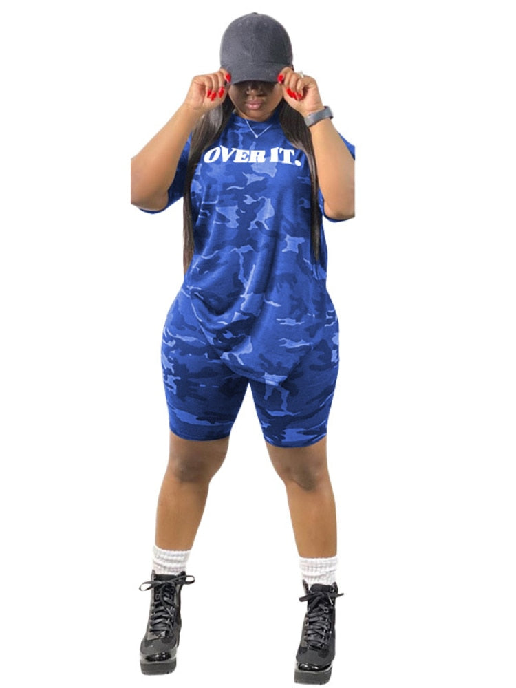 Oversized Two Piece Sets Shorts Set Women Clothes Sexy Short Sets Summer 2022 Camouflage Women Shorts and Top 2 Piece Outfit Set