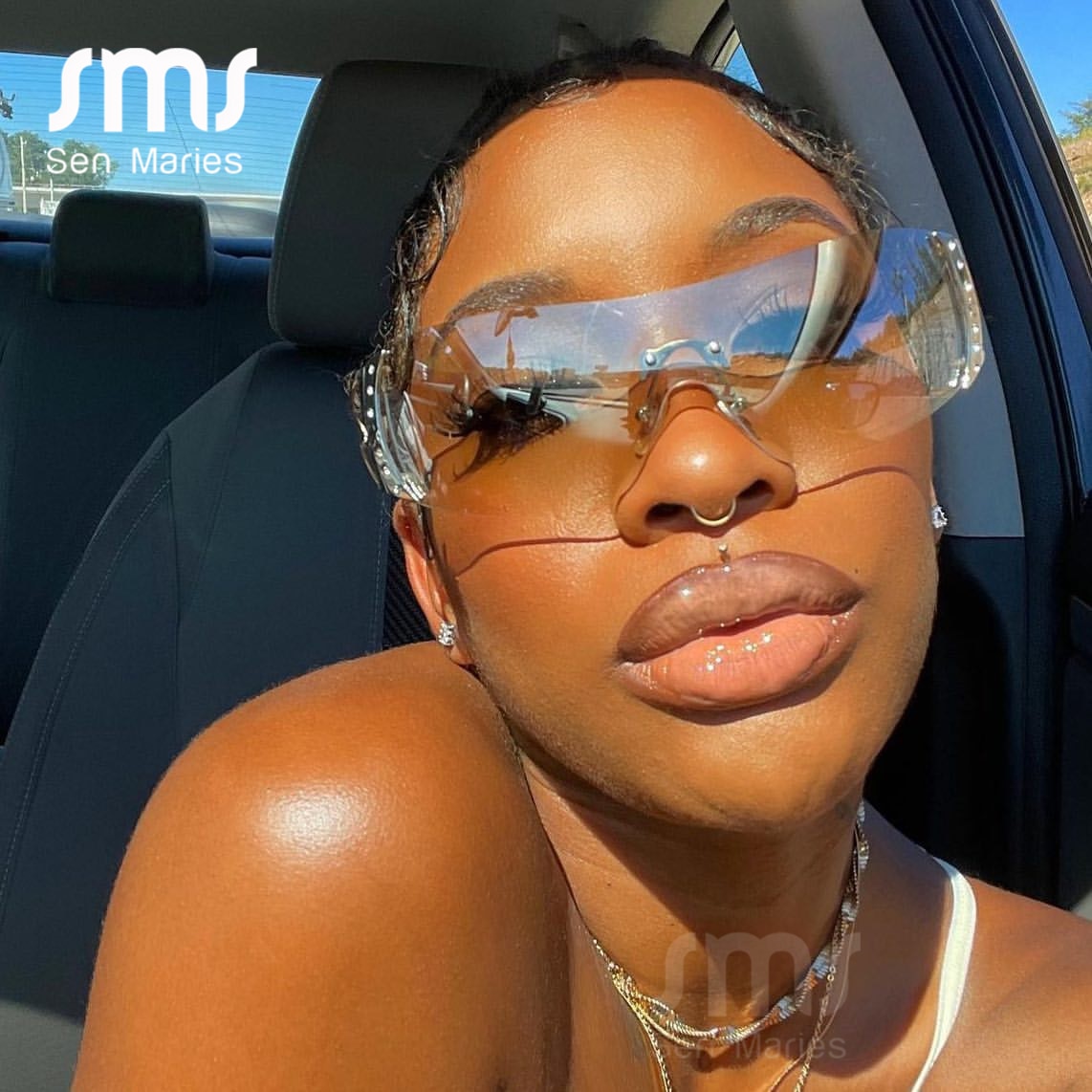 2000'S Retro One Piece Sunglasses Women Luxury Oversized Wrap Around Sun Glasses UV400 Ladies 2022 New Fashion Eyewear Shades