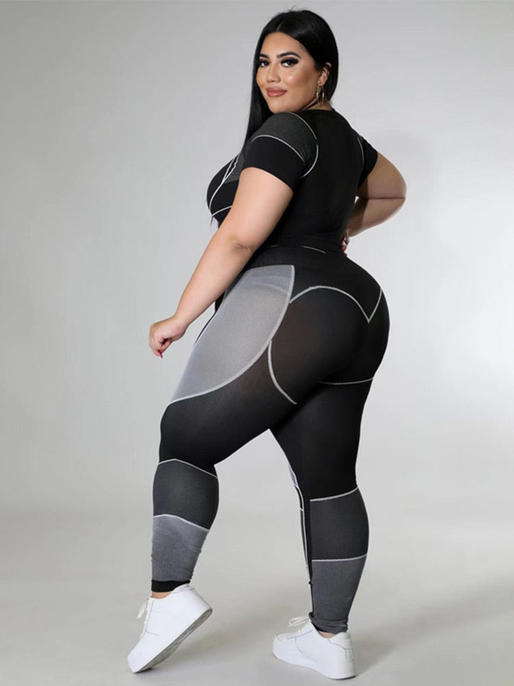 Plus Size Women Clothing Tracksuit Top and Pant Two Piece Sets Gym Joggers Black Sport Outfits Wholesale Bulk Dropshipping