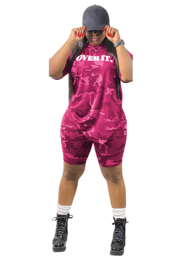 Oversized Two Piece Sets Shorts Set Women Clothes Sexy Short Sets Summer 2022 Camouflage Women Shorts and Top 2 Piece Outfit Set