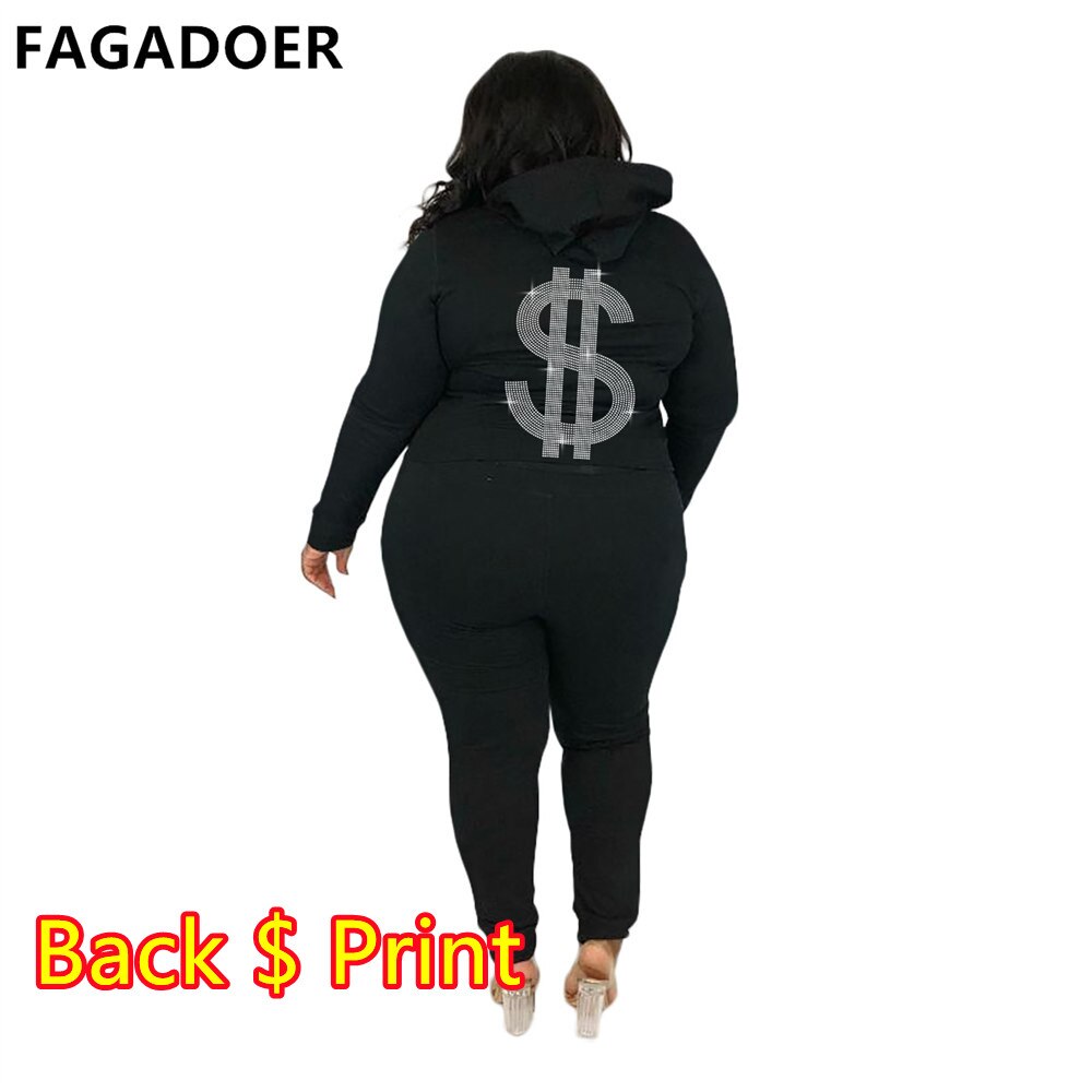 FAGADOER 2022 Plus Size Sporty PINK Letter Print Fashion Spring Set High Waist 2 Piece Set L-5XL Women Gym Clothing Pant Sets